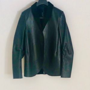 Black leather tuxedo jacket